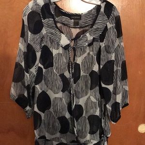 Lane Bryant Navy and white blouse